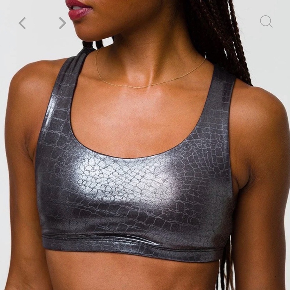 Onzie Metallic Silvery Black Sports Bra